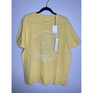 Goodfellow & Co Shirt Mens Large Yellow Yellowstone Hike The Trails Graphic Tee
